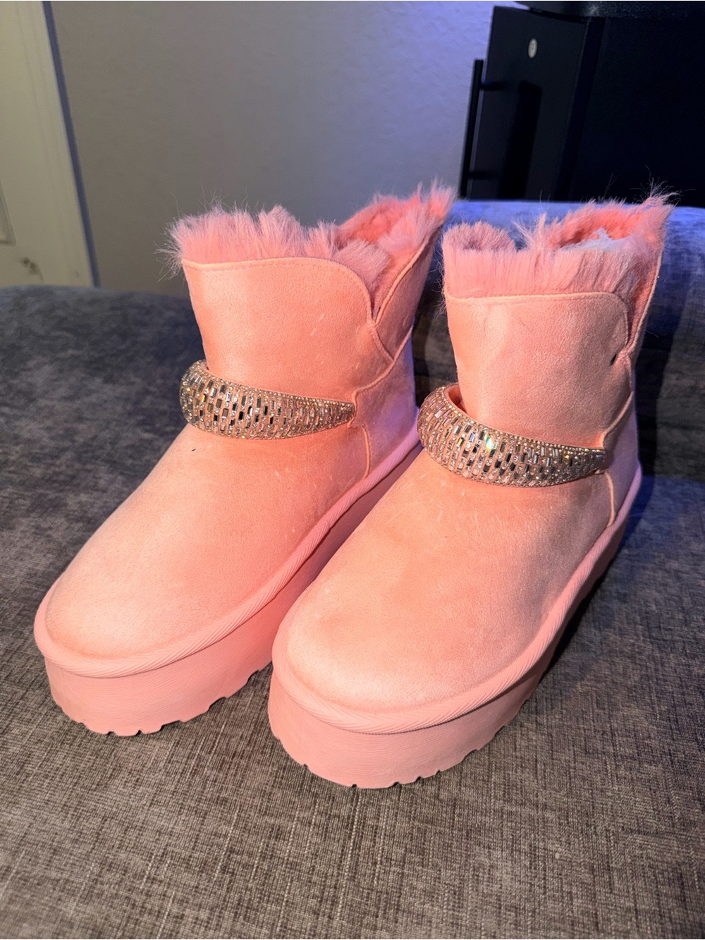 ROUCE Women’s Pink Faux Fur‎ Platform Winter Boots Size 40  us 9